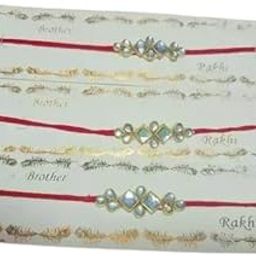 The Diva Décor - Kundan rakhi set of 3 | simple stone rakhi | Trending Rakhi | Traditional Rakhi | Bhai Rakhi | Brother Rakhi | Elegant brother Rakhi With Roli Chawal Pack | Rakhi-5