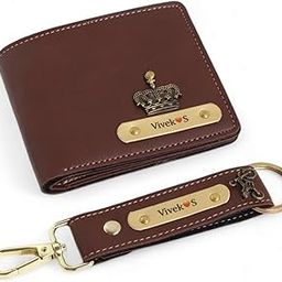 The Bae Customized Leather Men's Wallet and Keychain With Name Charm | Personalized Birthday Gift for Men/Husband (Brown)-picture-14