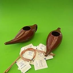 PrimeStore High Quality Ceramic Jal Neti Pot Choklate colour + 2 rubber neti sutra + 15 salt Pack of 2-11