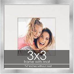 3x3 Frame with Mat - Silver 7x7 Frame Wood Made to Display Print or Poster Measuring 3 x 3 Inches with White Photo Mat-picture-21
