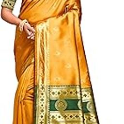 Women's Pure Kanjivaram Silk Saree Soft Paithani Wedding Sarees With Blouse Piece (Nath paithani)-picture-54