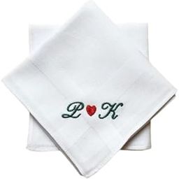 Shree adodhya women/men hankerchief with beautiful alphabet P,K embroidery, white colour and cotton handkerchief with embroidery set of 2.-2