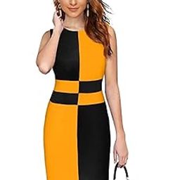 Women's Knee Length Dress (X-Large, Yellow & Black)-image-6