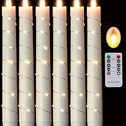 danip Flameless Cone Candles, Patent with Starlight String, with 10 Timing Key Remote Control, Battery Powered, Patent Simulation Flame, 6 Pack (Wine Red)-picture-21
