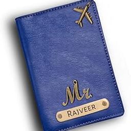 Personalised Name & Charm Leather Passport Cover Holder for Men & Women Blue Customised Passport Holder for Gift-image-27