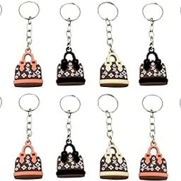 Asera Cute Silicone Handbag-Shaped Keychains Colorful Durable Bag Charm Accessories for Keys, Backpacks, and Birthday Return Gifts (Set of 12)-39