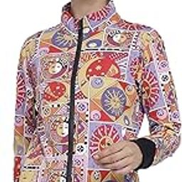 Polyester Women Winter Sports Zipper Printed Standard Length Jacket Golden M-image-55