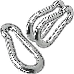 Pack of 3pcs Z10,3" inch/8mm Heavy Duty Safety Lock Cable Attachment, Steel Spring Snap Hook Carabiner Swing Connector Multipurpose, for,Gym,Weight-Lifting,Mountain Climbing Silver/Chrome-17