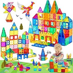 ToyDen Magnetic Tiles - for Kids Educational Magnetic Building Tiles and Blocks, Open-Ended Creative Learning Educational Toy (Multi, 3 Years) (41 Tiles)-30