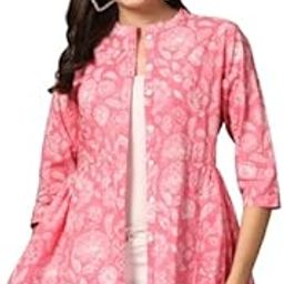 Women Cotton Pink Color Printed Short Shrug-image-49