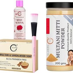 Multani Face Glow Kit ? Multani Mitti Powder + Soap + Rose Water + Brush Combo Herbal Skincare Soap | Anti-Ageing Formula with Natural Essential Oils-image-96