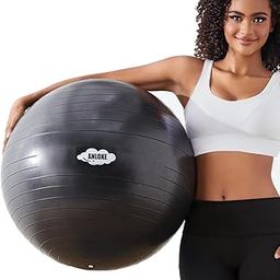 ANLOKE Yoga Ball Exercise Ball for Fitness & Balance, Anti-Burst Stability Ball Chair, Birthing Ball for Pregnancy, Non-Toxic PVC Gym Ball with Foot Pump for Pilates-L (23"~26") 65cm, Black-image-9