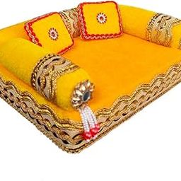 Laddu Gopal Bed And Singhasan (Yellow, Red, Golden) (Wood And Soft Silky Velvet Cloth), Standard-image-38