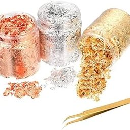 Gold Foil Flake with Tweezers Imitation Gold Foil Flakes with Tweezers for Gilding, Painting Arts, Crafts Nails and Resin Jewelry Making 20g (Pack of 1)-image-65