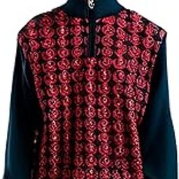 Mens Angora Wool Knitted Sweater Jersey with Print Pattern, Blue and Red Colours, Half Zipper Closure Collar Woollen Winter Wear Pullovers for Men (in, Alpha, L, Regular, Blue)-image-1