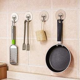 Magic Sticker Series Self Adhesive Hooks for Bath Room Wall Hanging,Sticky Hooks for Room Decorative,Bathroom Towel Hook,Hanging Hook for Home - Pack of 4,Multi - Abs-image-55