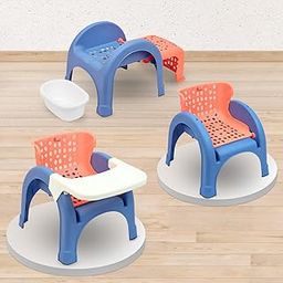 R for Rabbit Jelly Bean Plus Chair with Shampoo Bowl 3 in 1 Multi-Functional Baby Study, Shampoo, Meal & Regular Kids Seating Chair with High Backrest for 1-8 Years Kid, Weight Upto 40Kgs(Orange Blue)-18