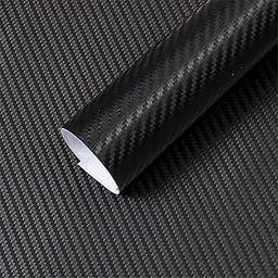 WISDOM 3D Black Carbon Fiber Vinyl Wrap Adhesive Sheet Roll Vinyl Sticker Tape for Cars Auto and Motorcycle DIY, Decoration Crafts (12" x 75)-18