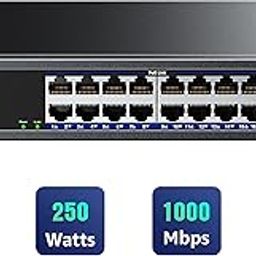 Aumox 18-Port Gigabit Network Unmanaged Switch, 16-Port PoE with 2 Uplink Gigabit Ports, 250W Built-in Power, Metal Casing and 19-inch Rackmount, Traffic Optimization, Plug and Play(SG518P)-15
