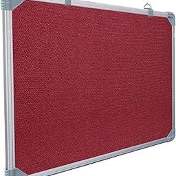 Eduway 2x2 Ft. Notice Board/Pin Up Board/Bulletin Board/Display Board/Soft Board with High Resilience Foam Fabric for Home, School, Office with (20 Push-Up Pins)` (Maroon - 59x59 Cms).-94