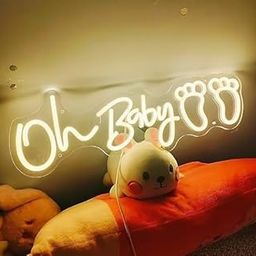 SG PRINT Ohh Baby Neon Sign (20 x 6.5 inches) White LED Neon Sign Wall Decor Neon Lamp for Decor,Kid’s Room, Wedding House Christmas-image-17