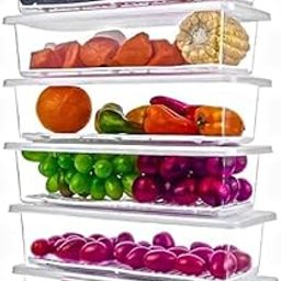 Refrigerator Storage Bins, Clear Plastic Produce Containers with Lids-24