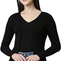 Women's Acrylic Knitted Ribbed Cardigan Front-Open Top Full Sleeve Shrug Jacket for Girls ((ONE Size XS-S-M-L)(Bust Size 30-38 Inch)-3
