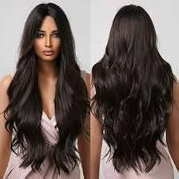 SUNDUSEVA Curly Brown for Women and Girls | Long Wavy Synthetic Hair Natural Look Heat Resistant with Middle Part | Soft Fiber Adjustable Cap for Daily Use, Party, Cosplay-image-93