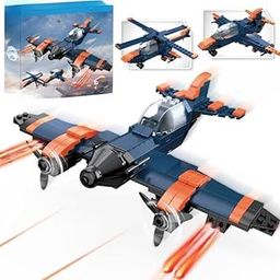Mossio 3‑in‑1 Military Aircraft Building Kit Multicolor STEM Set for Boys & Girls Includes Fighter Jet Helicopter City Plane for Creative Play-image-12