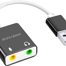 BLACK CROWN USB Sound Card USB to 3.5mm Jack Audio Adapter USB2.0 External Stereo Sound Adapter Splitter Converter for Windows and Mak, Laptop, PC, Headset, Plug & Play. Multi-Color. (Pack of 1)-10