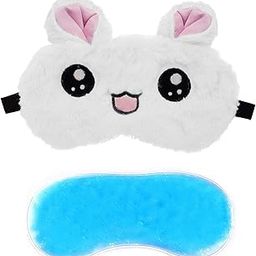 Jenna™ Cute Gel Fur Sleeping Eye Shade Mask Cover for Insomnia, Meditation, Puffy Eyes and Dark Circles Kitty White-image-84