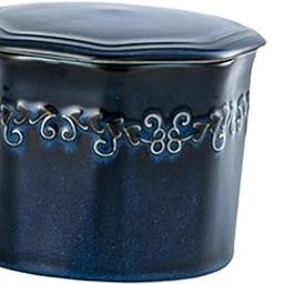 THE STYLE SUTRA Butter Crock Tableware French Butter Keeper for Fridge Countertop Restaurant Blue with Spreader-7