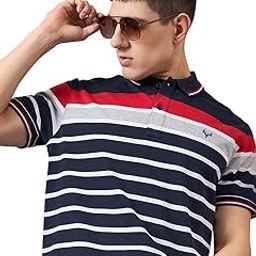 Men's Cotton Polo T Shirt | Polo Neck Collared Tshirts | Half Sleeves with Multicolored Horizontal Strip | Regular Fit | Casual Summer Polo T-Shirt for Men-image-13
