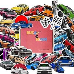 Duck & Moon Cars (Set of 45) Durable Waterproof Stickers – Perfect for Gifting, Thicker, Long-Lasting, Perfect for Outdoor & Indoor Use-27