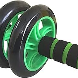 DE JURE FITNESS Polypropylene Double Wheel ab Roller for Men Women Ab Exerciser (Black Green)-image-16
