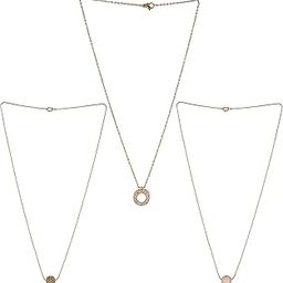 Gold Plated White and Black American Diamond Round Shape Pendant with satari Chain Combo Of 3 Necklace Golden Chain Pendant for Women and Girls-image-28