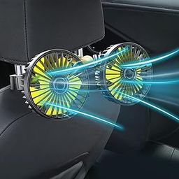 Car USB Fan, Dual Heads Car Fan for Backseat Car Rear Seat Fan Car Cooling Fan, 3 Speeds 360° Rotatable Strong Wind Portable USB Fan with Adjustable Clip Electric Car Fans for Vehicles RV SUV Truck-image-25