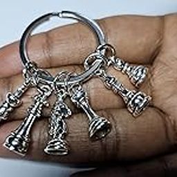 Chess 6 Piece tiny charm keychain - Trendy chess key chain, Chess Gifts Keychain Chess Lover, 5.5x2.3cm-29