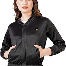 Women's Stylish Crop Jacket | Glossy Superpoly Polyester Short Blouson Jacket for a Chic Look-2