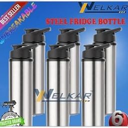 Stainless Steel Water Bottle 950 ml Each Set of 6 Silver | Gym Bottle | Home | Kitchen | Hiking | Treking Bottle | Travel Bottle (P|Design - 862for Home 3589 Kitchen-image-69