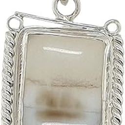 Pure Silver 18 Carat Natural Rare White Agate (Hakik) Gemstone Pendant (Chandi Locket)-image-60