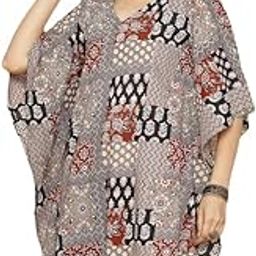Grey Cotton Printed Kaftan l Printed Kaftans for Women l Kurtas l Casual l Plus Size l Sizes Upto 8XL-picture-15