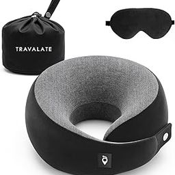 TRAVALATE Neck Travel Pillow and Sleeping Eye Mask | Pure Memory Foam Neck Pillow and Eye Mask for Flight Travel, Car Sleeping, Adjustable and Soft Head Support Travelling Neck Pillow – Black-picture-34