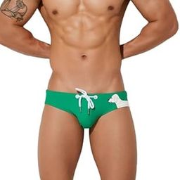 Menswear Stylish Sexy Dog Printed Design Stretchable Nylon Spandex Swimwear Frenchie Briefs-image-37
