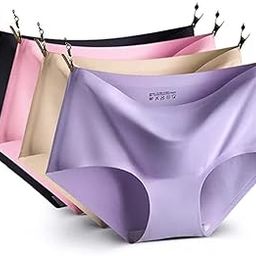 Women's Seamless Underwear - Soft, Breathable, No Panty Lines, Solid Color Traceless Ladies Slim Underwear for Girls Pack of 4 Multi Colored-picture-46