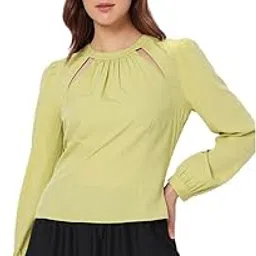 vero moda Solid Polyester Blend Round Neck Women's Top-picture-33