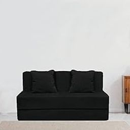 Cozy Comfort Folding Sofa Cum Bed with Cushion for Home & Living Room | Mattress- Perfect for Guests | Jute Fabric (Grey Blackk, 3 * 6 Feet)-image-54