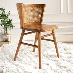 Wooden Dining Chair with Cane Back – Natural Teak Finish, Modern Farmhouse Style – Comfortable Seating for Dining Room or Kitchen-image-32