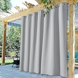 StangH Indoor Outdoor Curtains Waterproof Blackout Summer Shades Blinds for Patio, Extra Wide Total Privacy Room Divider Curtains for Shared Space Partition, W100 x L95, Silver Grey, 1 Panel-image-15