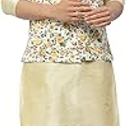 Men's Gold Kurta Pyjama & Printed Nehru Jacket Set.-image-108